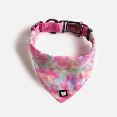 Poplin Dog Bandana Collar - Pink Tie Dye | Stylish and Adjustable Pet Accessories